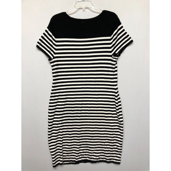 Torrid Women Size 2 Black & White Stripe Sweater-Knit Short Shift Dress B226 -10 - Picture 10 of 14